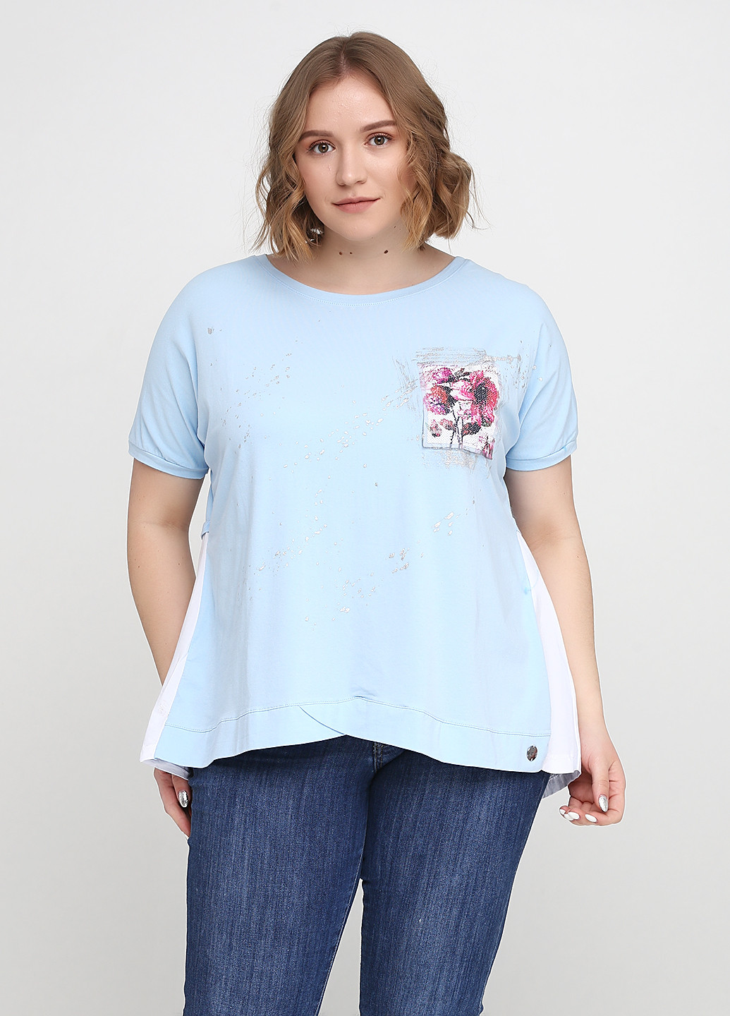 Голубая летняя футболка с коротким рукавом Angie