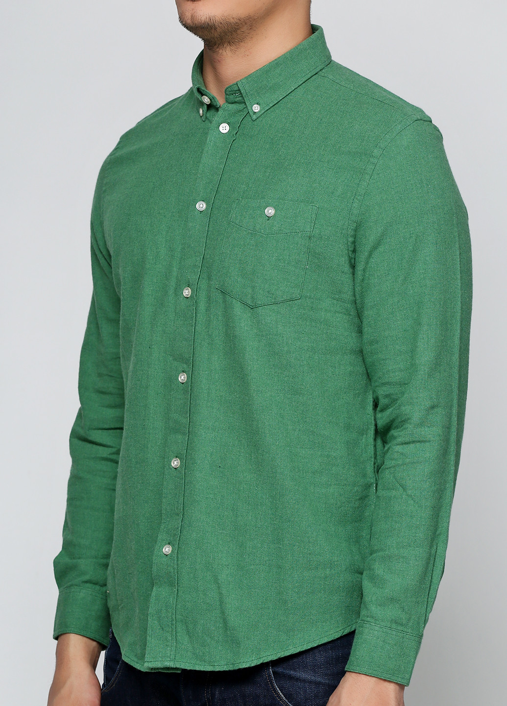 Зеленая кэжуал рубашка однотонная Wearecph с длинным рукавом
