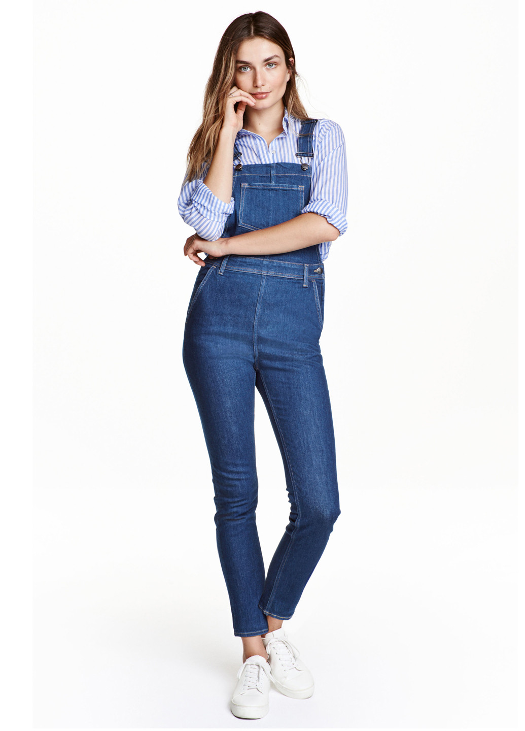 Комбінезон H&M комбінезон-брюки однотонний синій джинсовий
