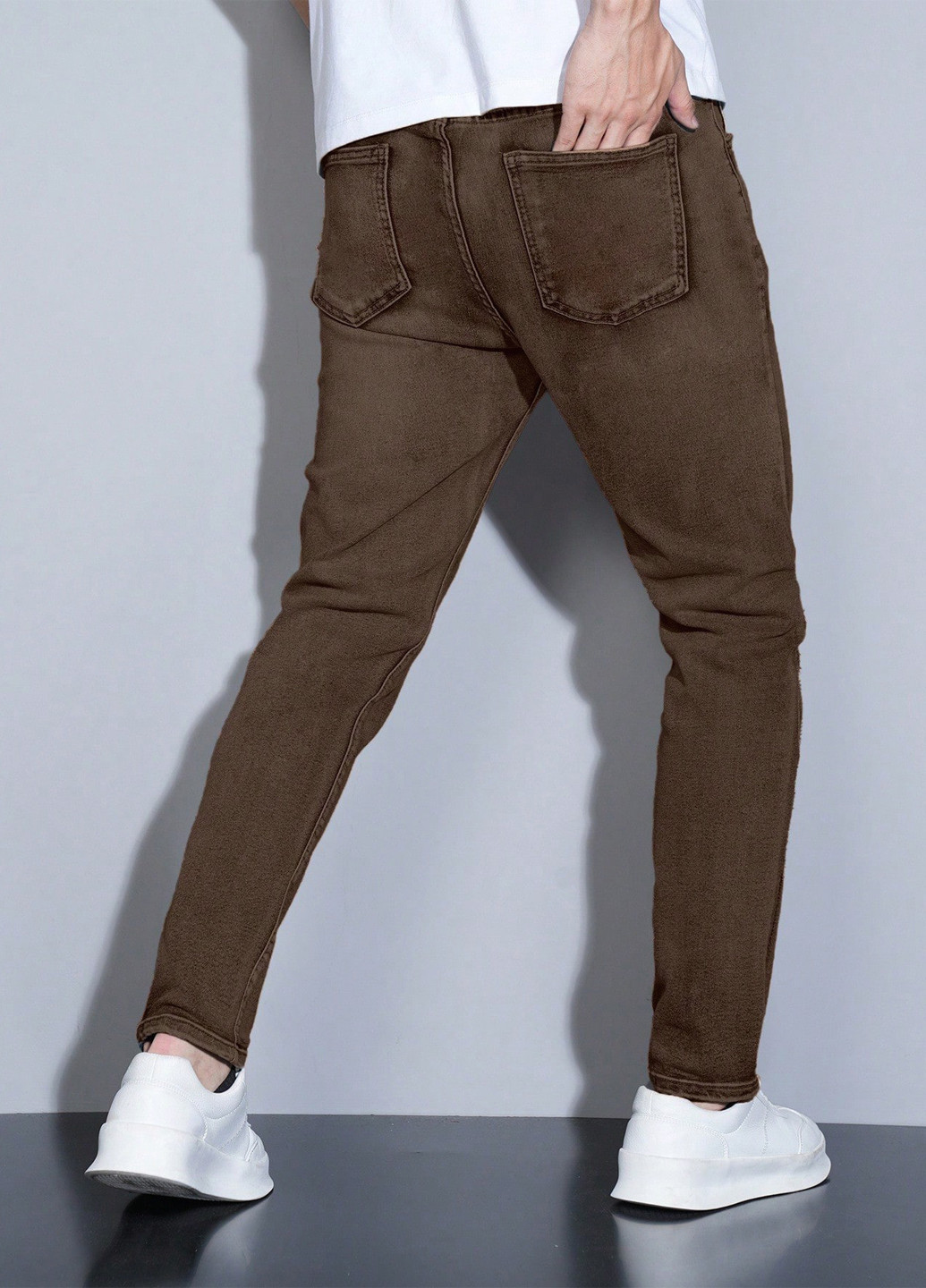 Коричневые демисезонные скинни джинсы SHEIN