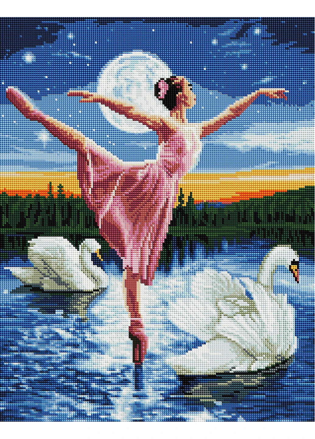 Алмазна мозаїка "Лебедине озеро" 40х50 см Brushme (208438250)