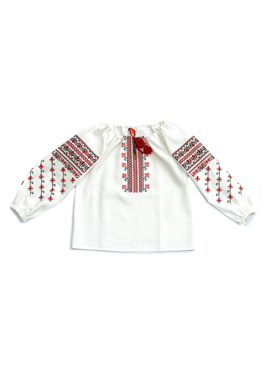 Белая с орнаментом блузка с длинным рукавом Piccolo L демисезонная