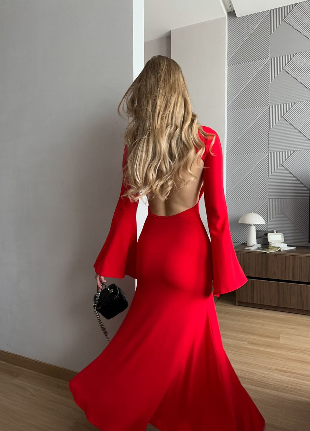 Червона вечірня, кежуал сукня з відкритою спиною No Brand однотонна