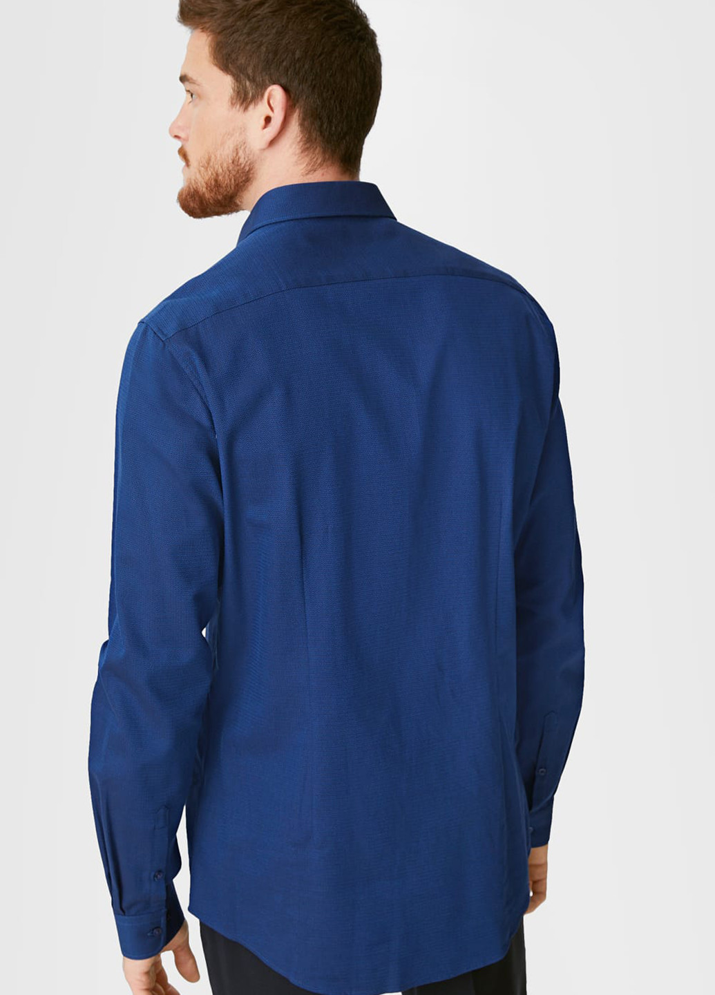 Синяя кэжуал рубашка однотонная C&A