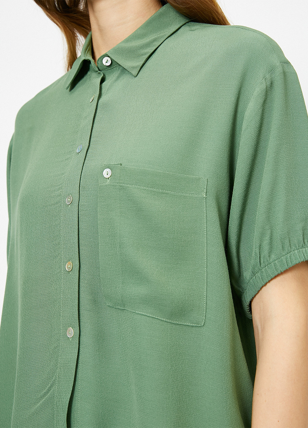 Зеленая кэжуал рубашка однотонная KOTON