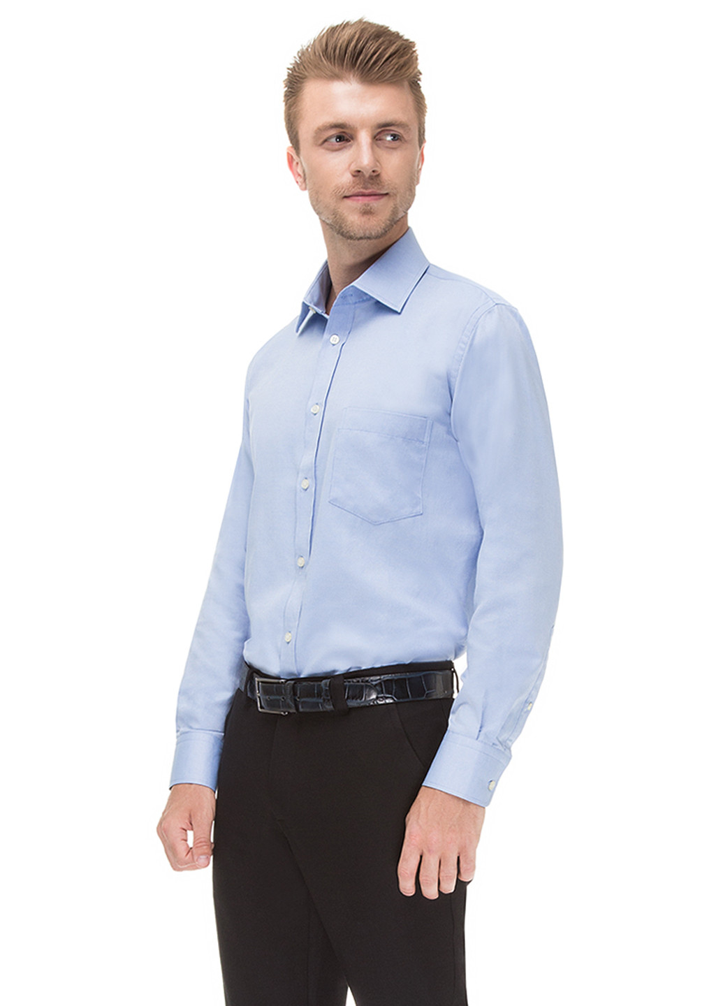Голубой классическая рубашка однотонная VD One