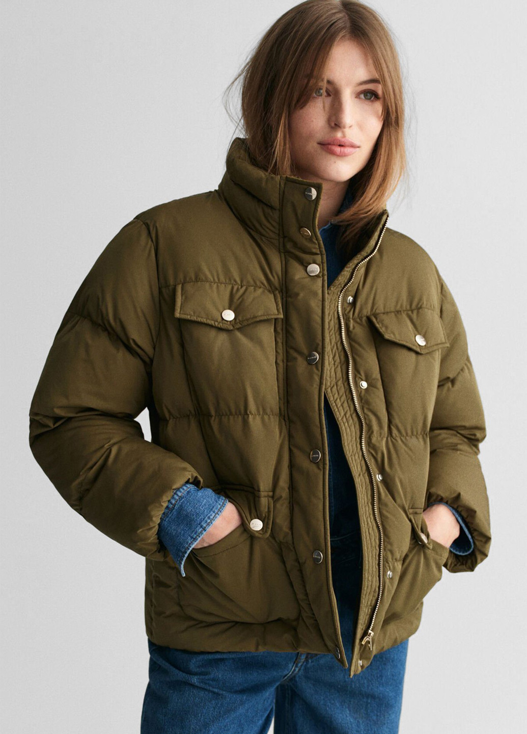 Оливковая (хаки) зимняя куртка Gant