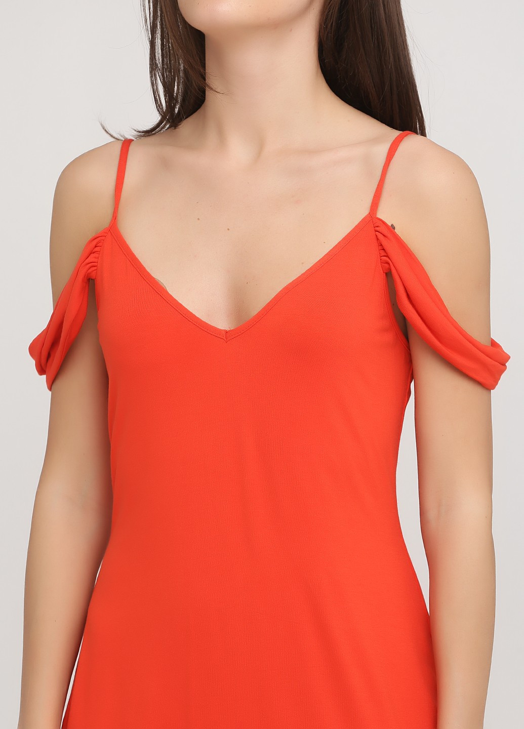 Оранжевое кэжуал платье с открытыми плечами Asos однотонное