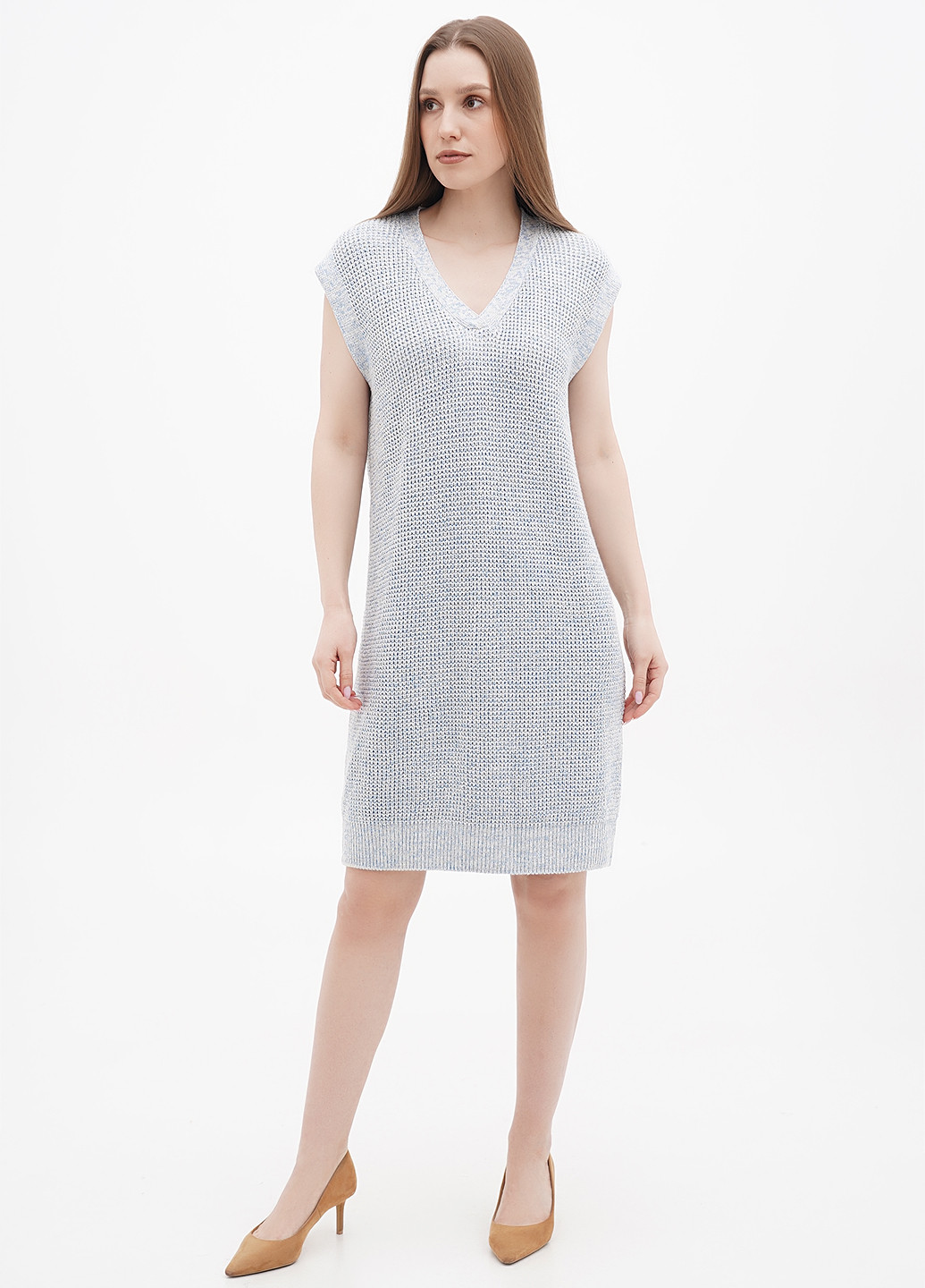 Блакитна кежуал сукня сукня светр Comma меланжева