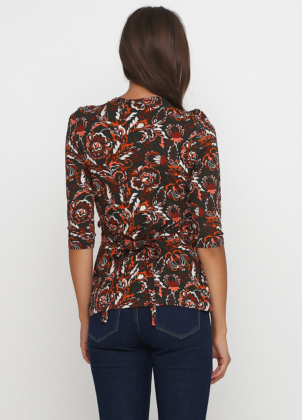 Коричневая блуза на запах No Brand