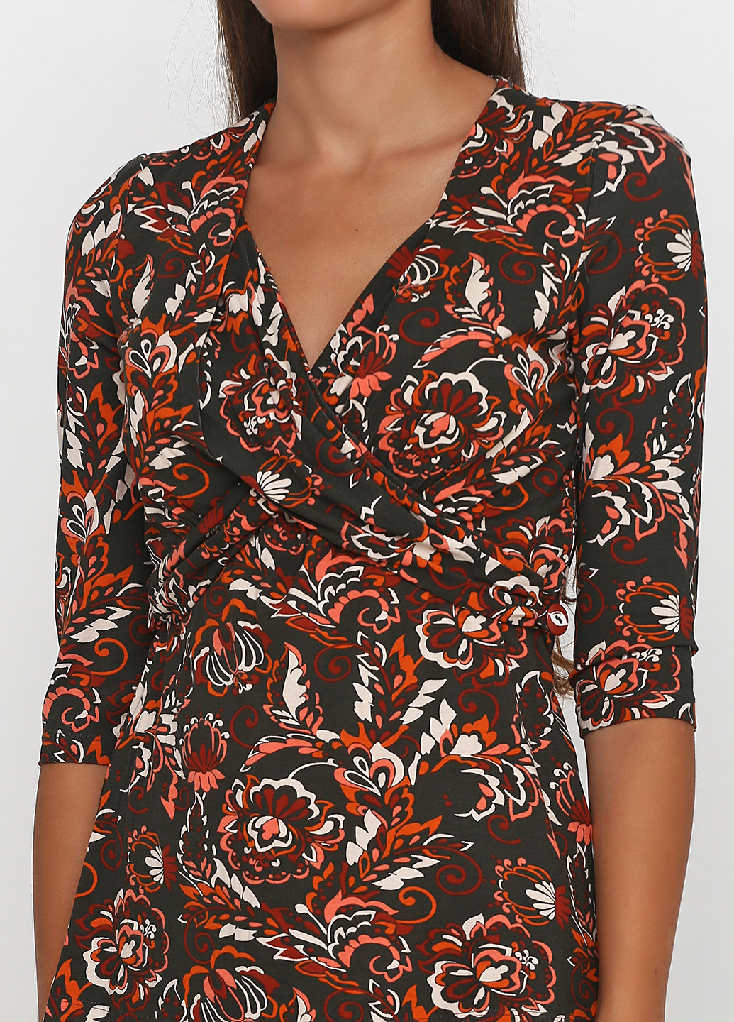 Коричневая блуза на запах No Brand