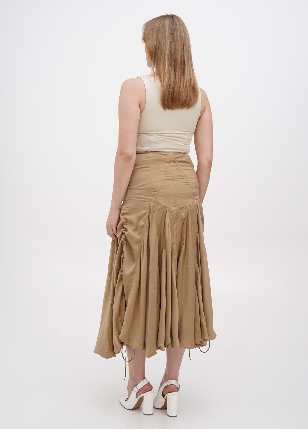 Бежевая кэжуал однотонная юбка Ralph Lauren клешированная