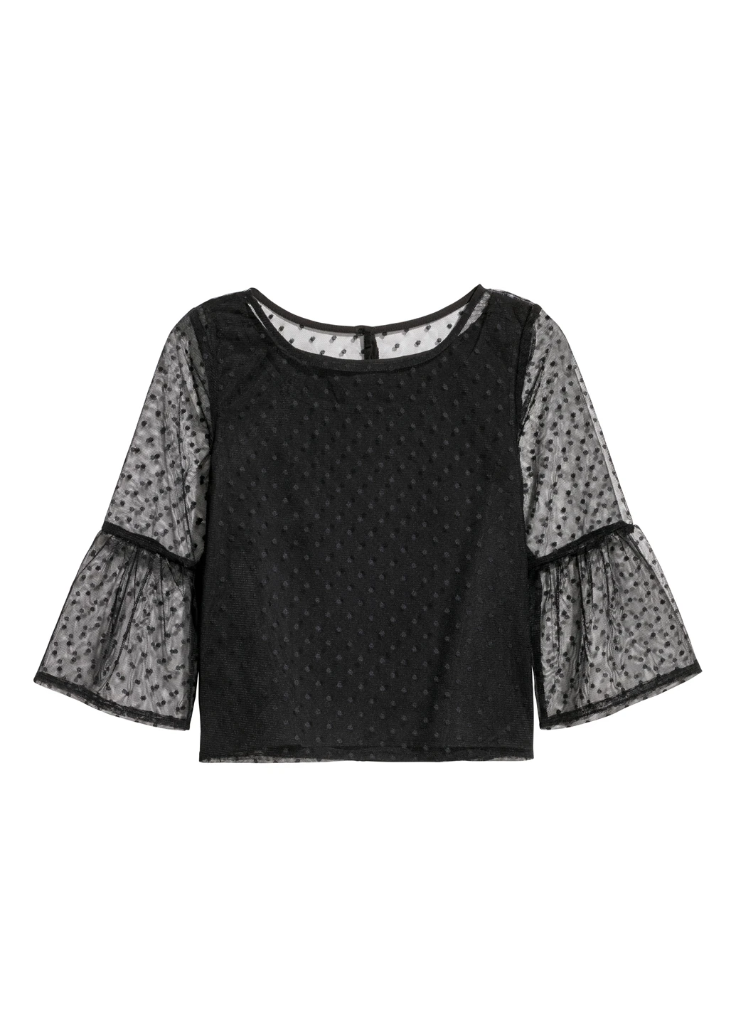 Черная однотонная блузка H&M летняя