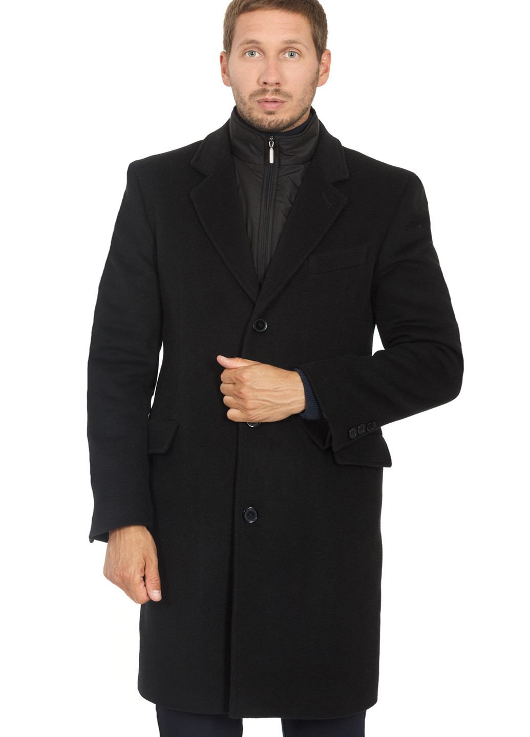 Черное демисезонное Пальто однобортное VD One