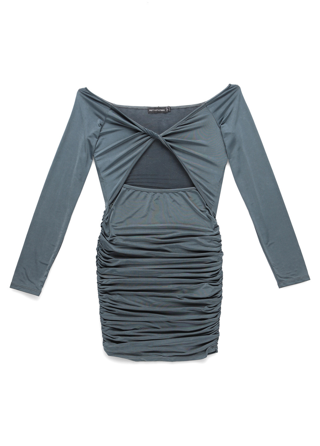 Серое коктейльное, вечернее платье PrettyLittleThing однотонное