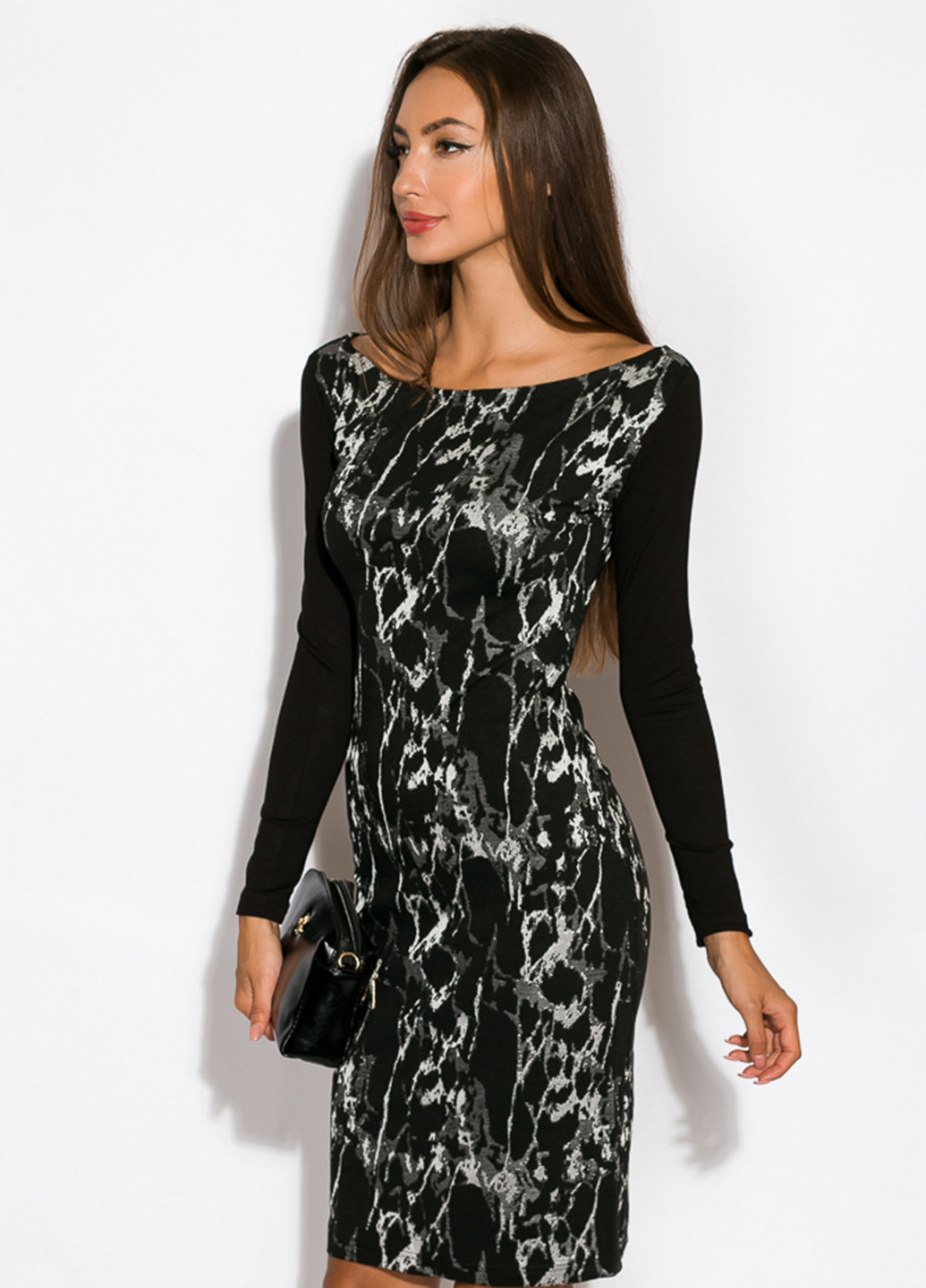 Черно-белое кэжуал платье Time of Style с абстрактным узором