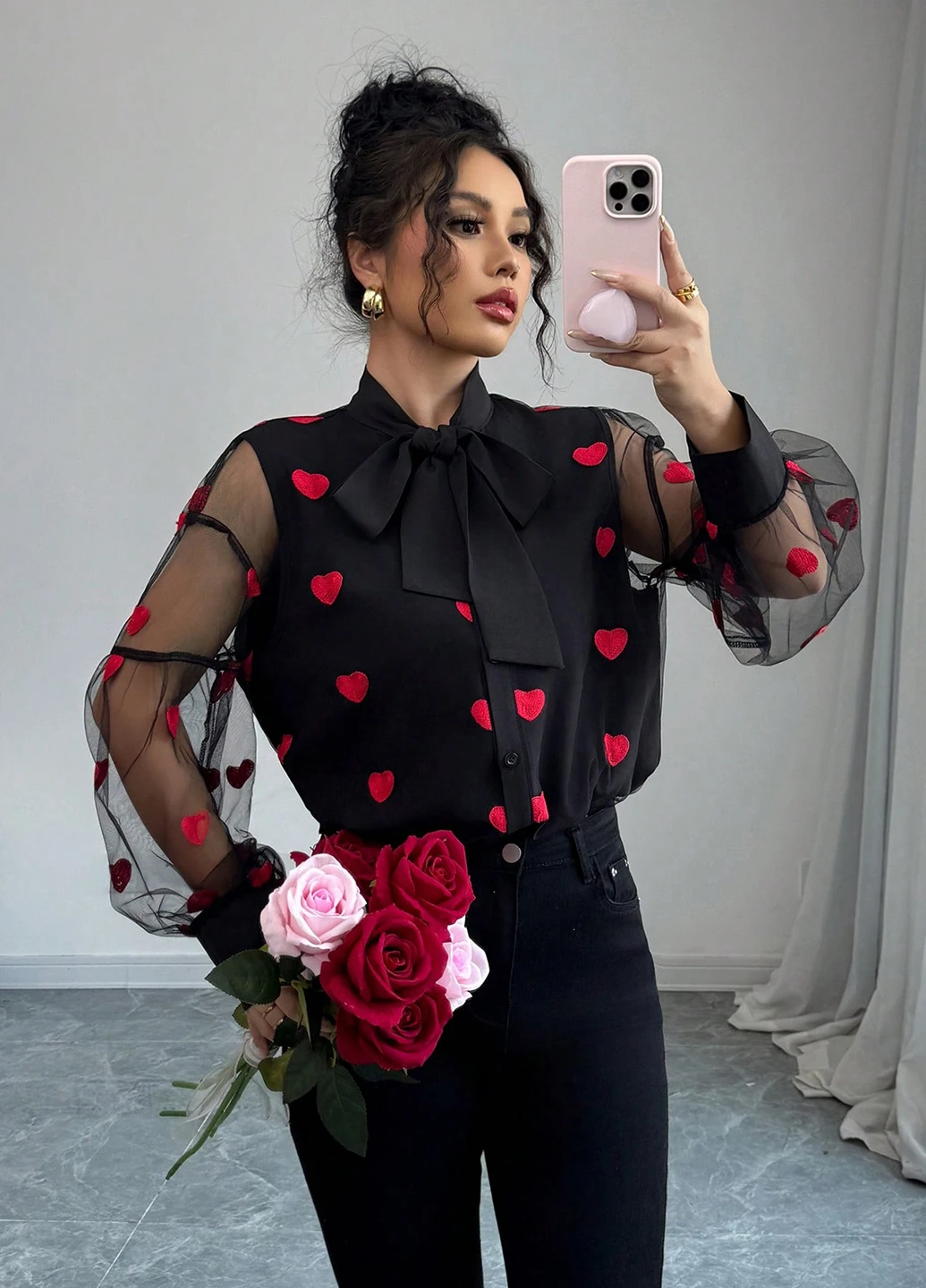 Чёрная блуза SHEIN
