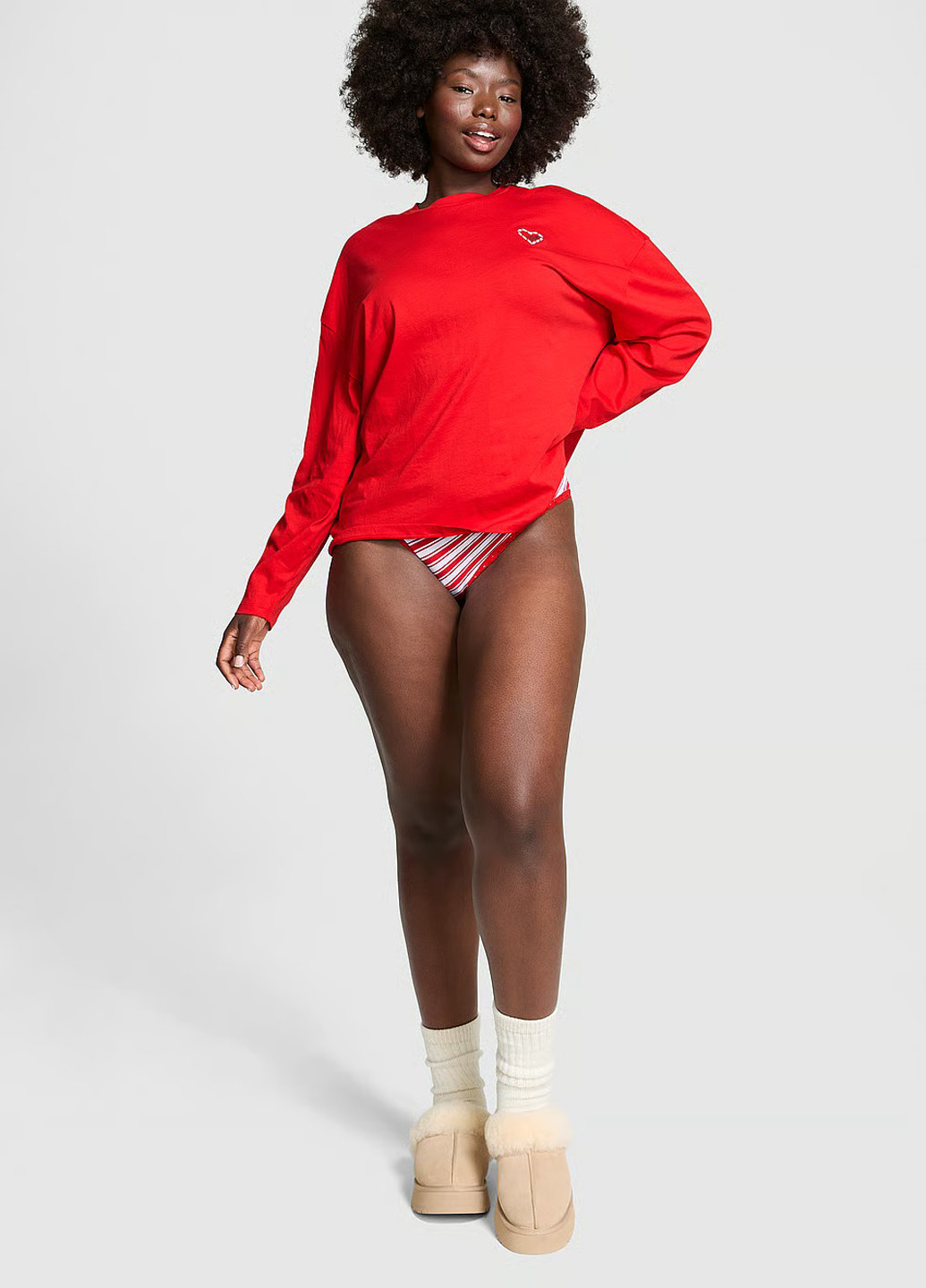 Красный демисезонный комплект (лонгслив, трусики) Victoria's Secret