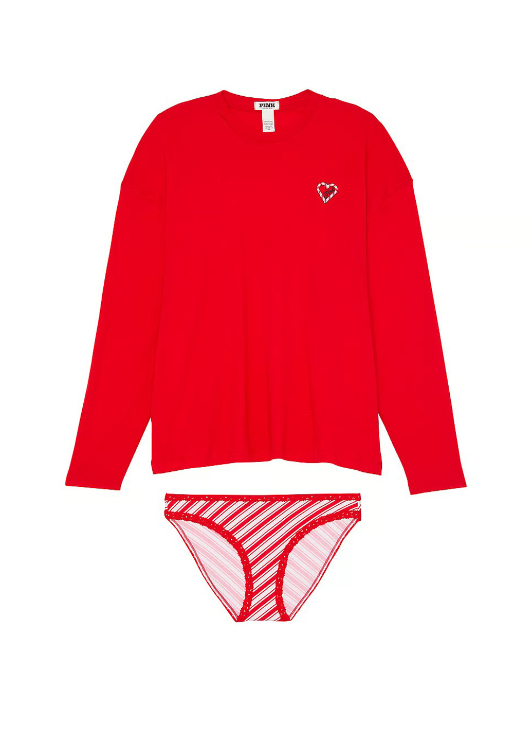 Красный демисезонный комплект (лонгслив, трусики) Victoria's Secret