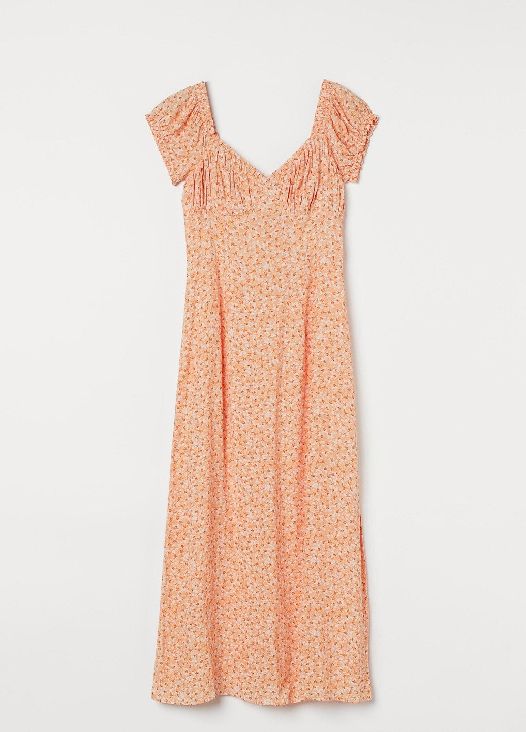 Светло-оранжевое кэжуал платье H&M с цветочным принтом