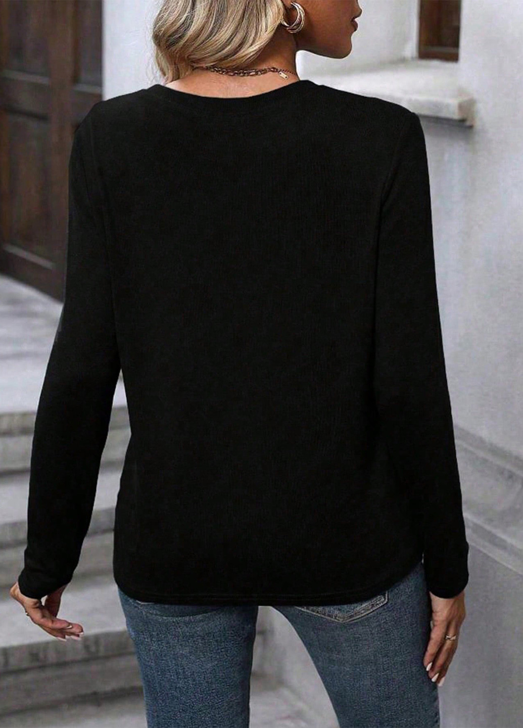 Черный свитшот SHEIN новогодний аппликация, бусины, пайетки, стразы (338186857)