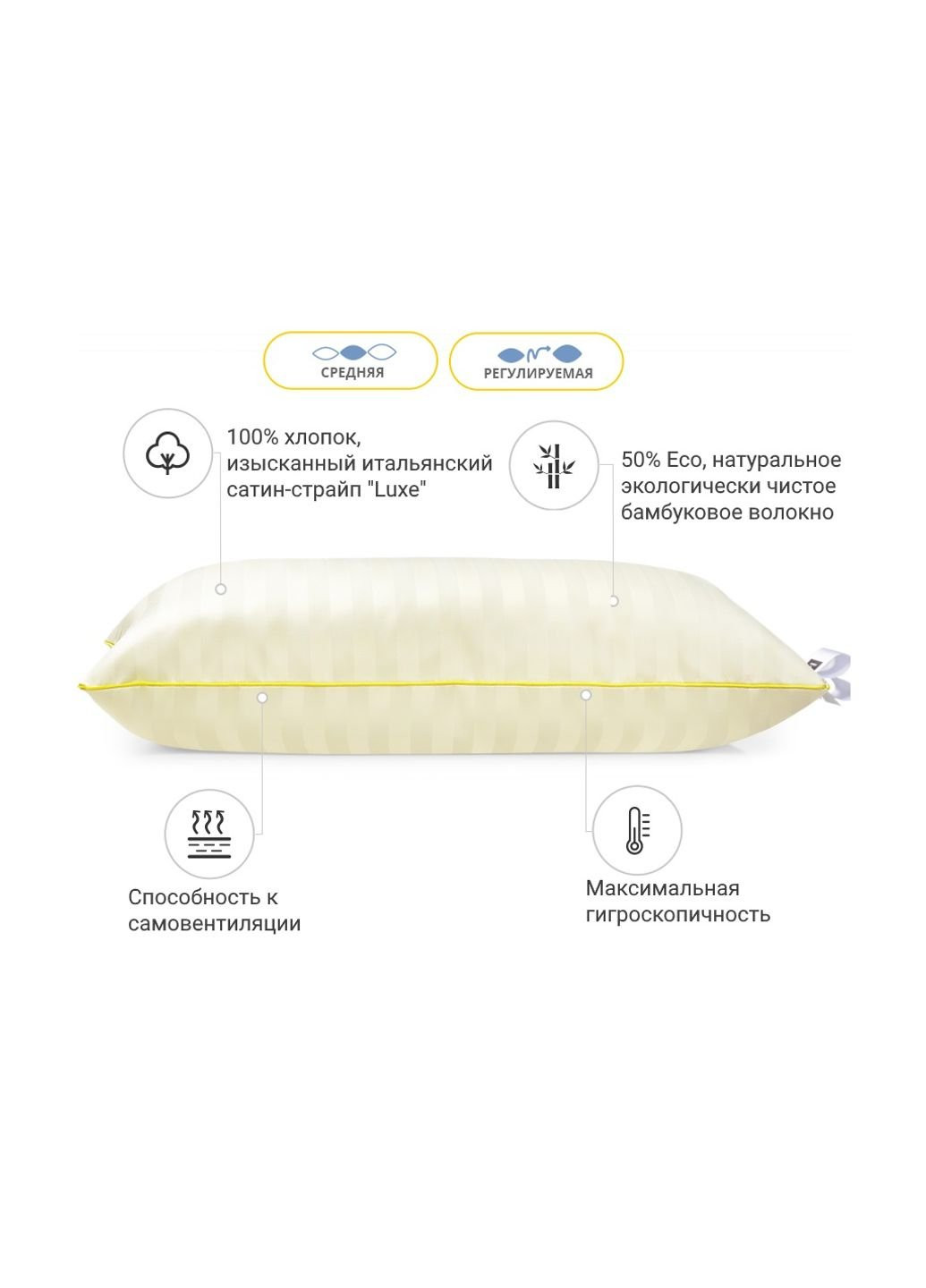 Подушка бамбуковая Hand Made Carmela 937 средняя 60x60 (2200000557414) Mirson (254082272)