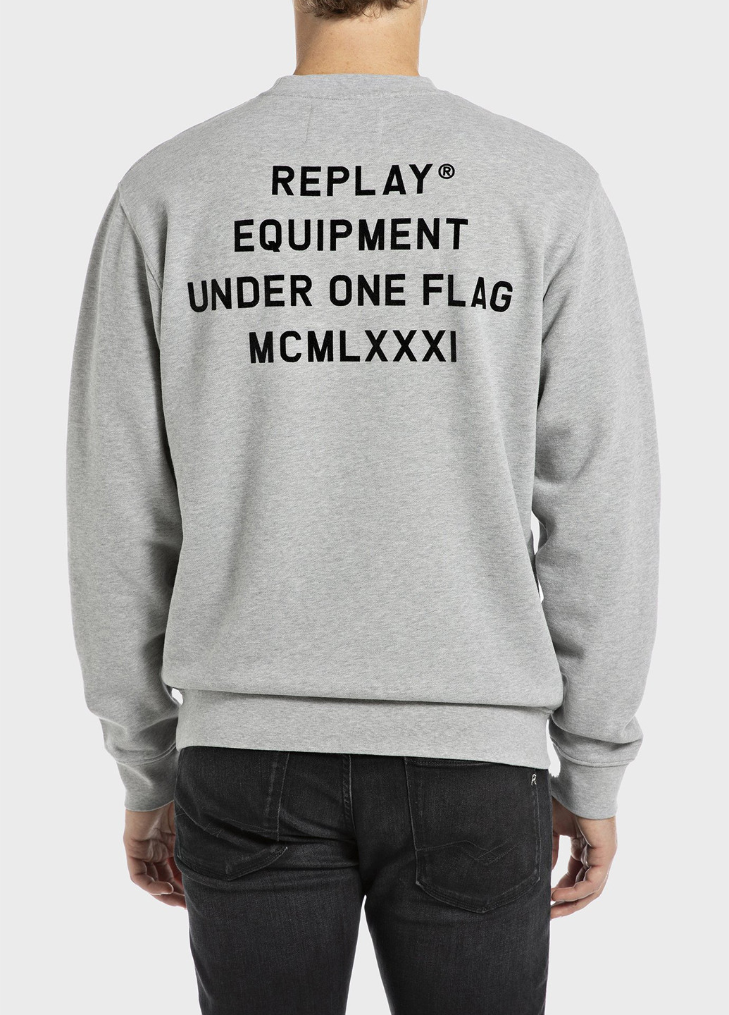 Серый свитшот Replay надпись без декора (315067035)