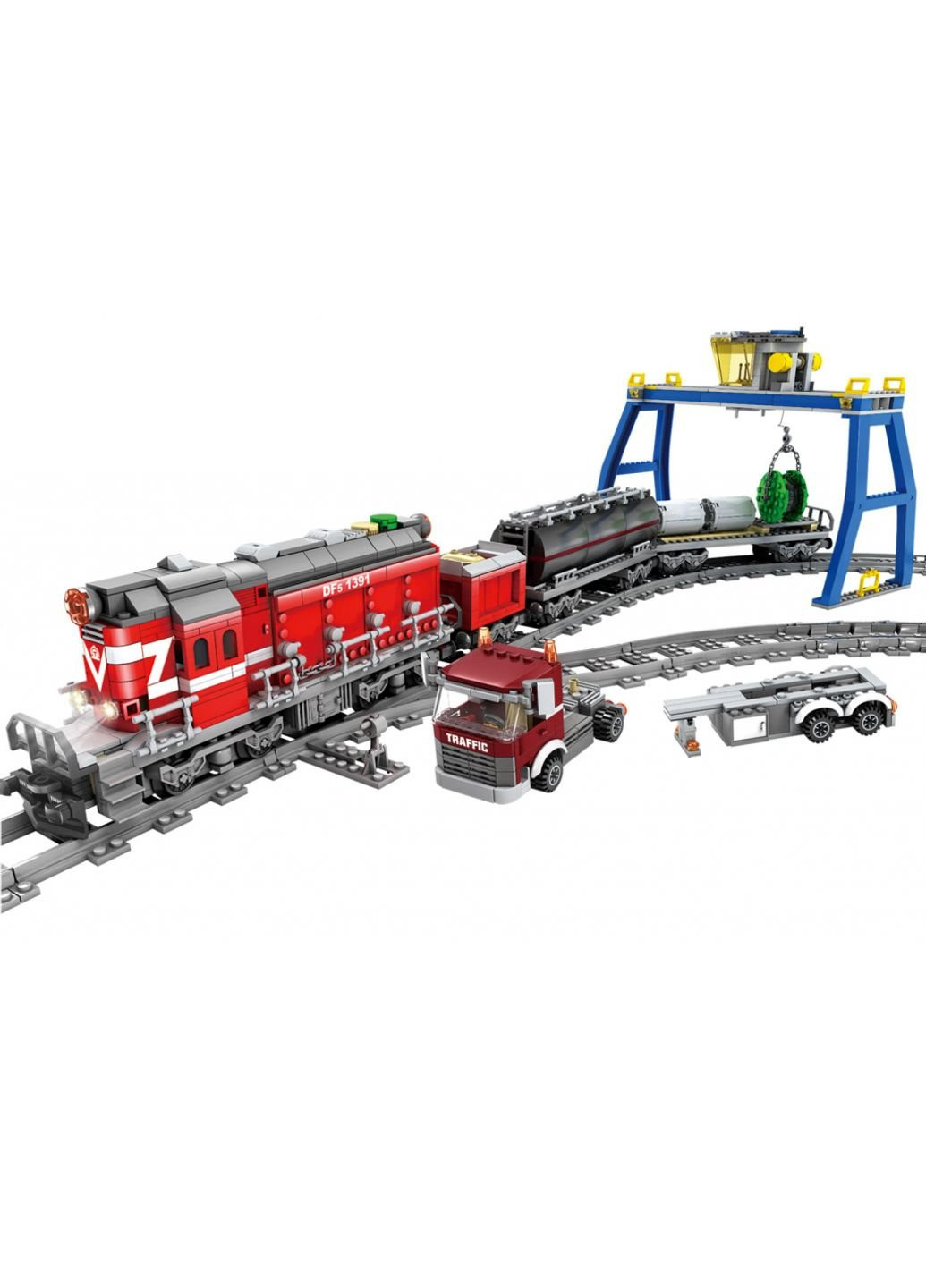 Конструктор Поезд DF5 1391 с рельсами, красный на радиоуправлении (98219) Zipp Toys (254053568)