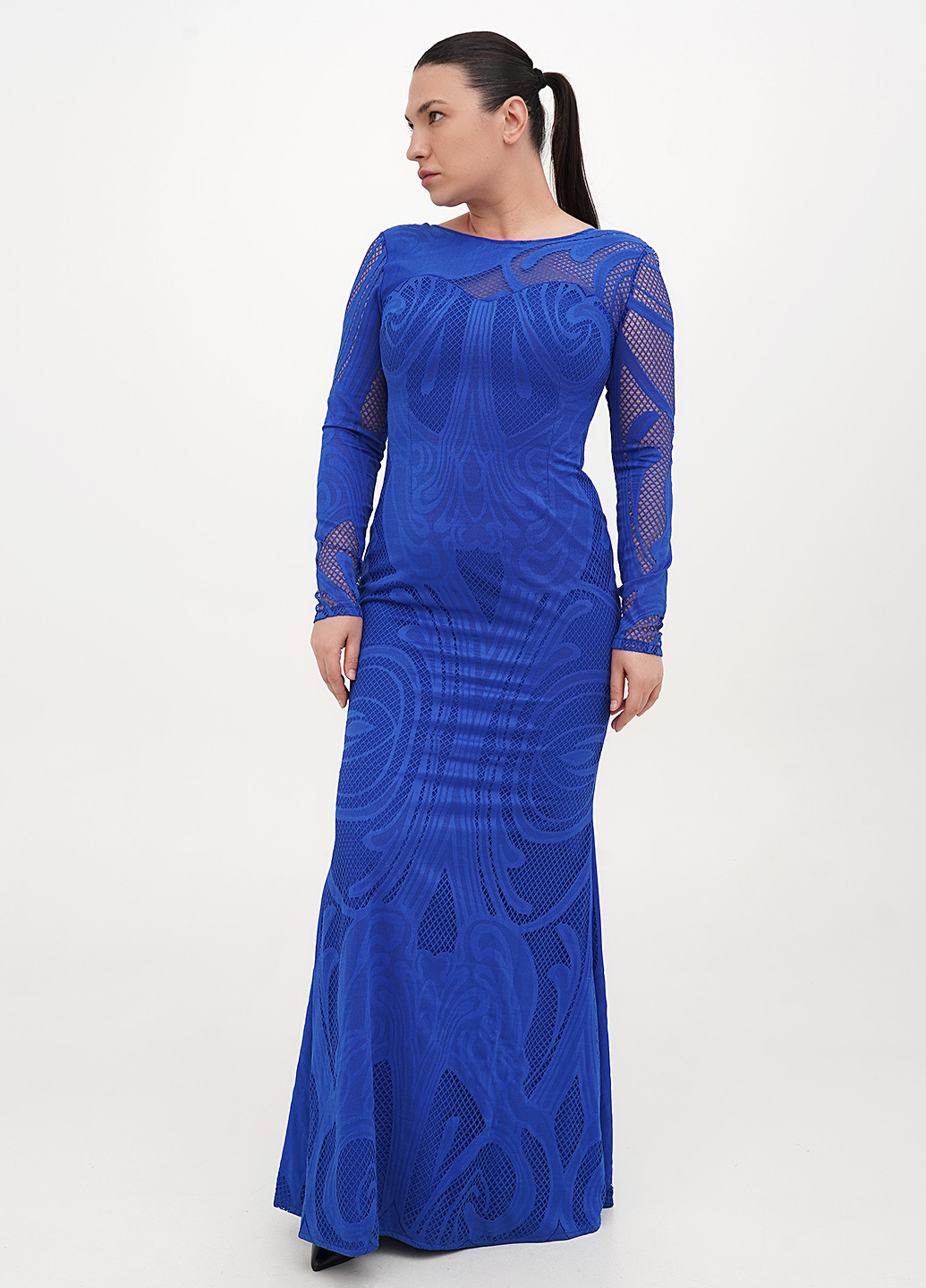 Синее вечернее, праздничный платье годе, с открытой спиной Imperial однотонное