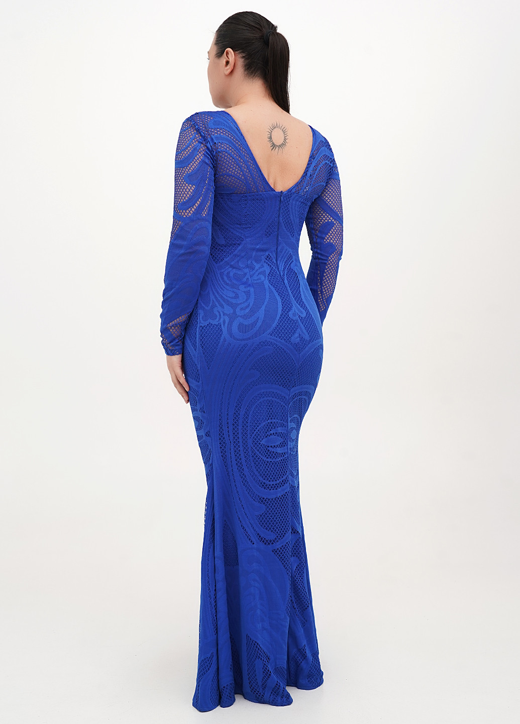 Синее вечернее, праздничный платье годе, с открытой спиной Imperial однотонное