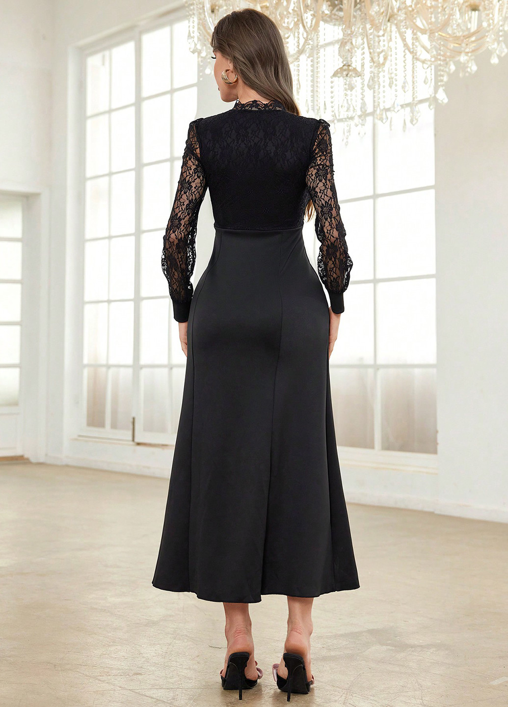 Чорна вечірня сукня SHEIN однотонна