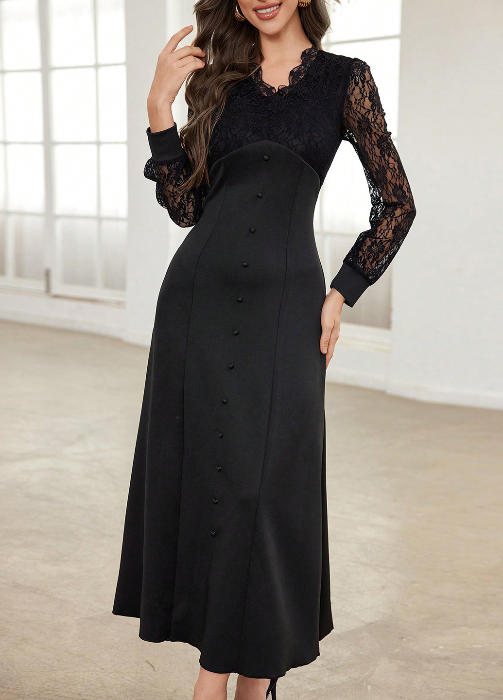 Чорна вечірня сукня SHEIN однотонна