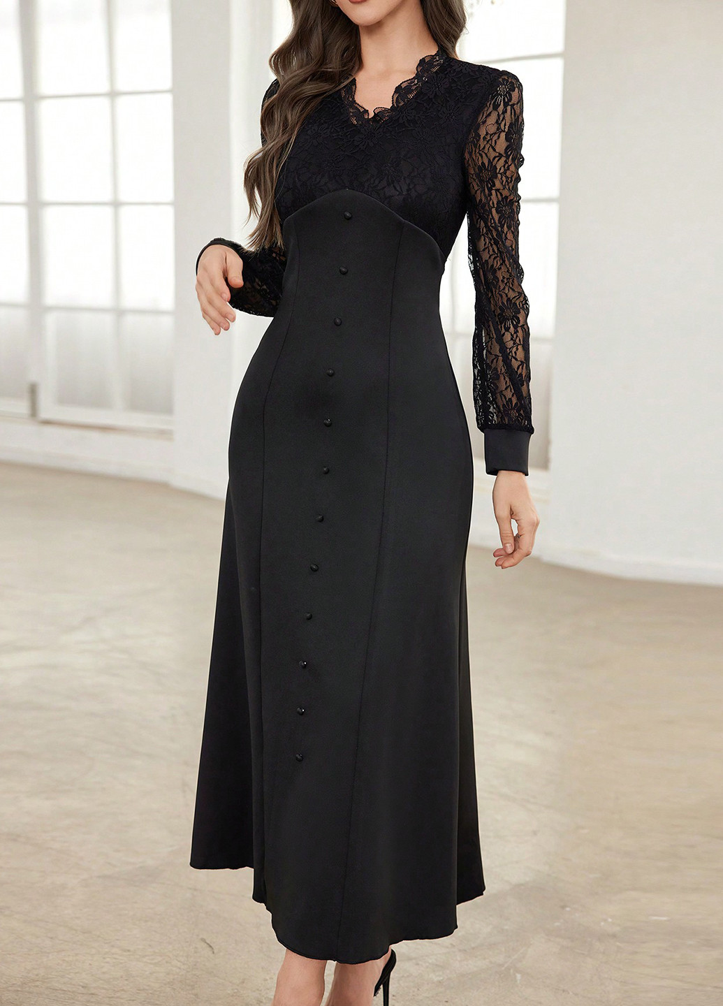 Чорна вечірня сукня SHEIN однотонна