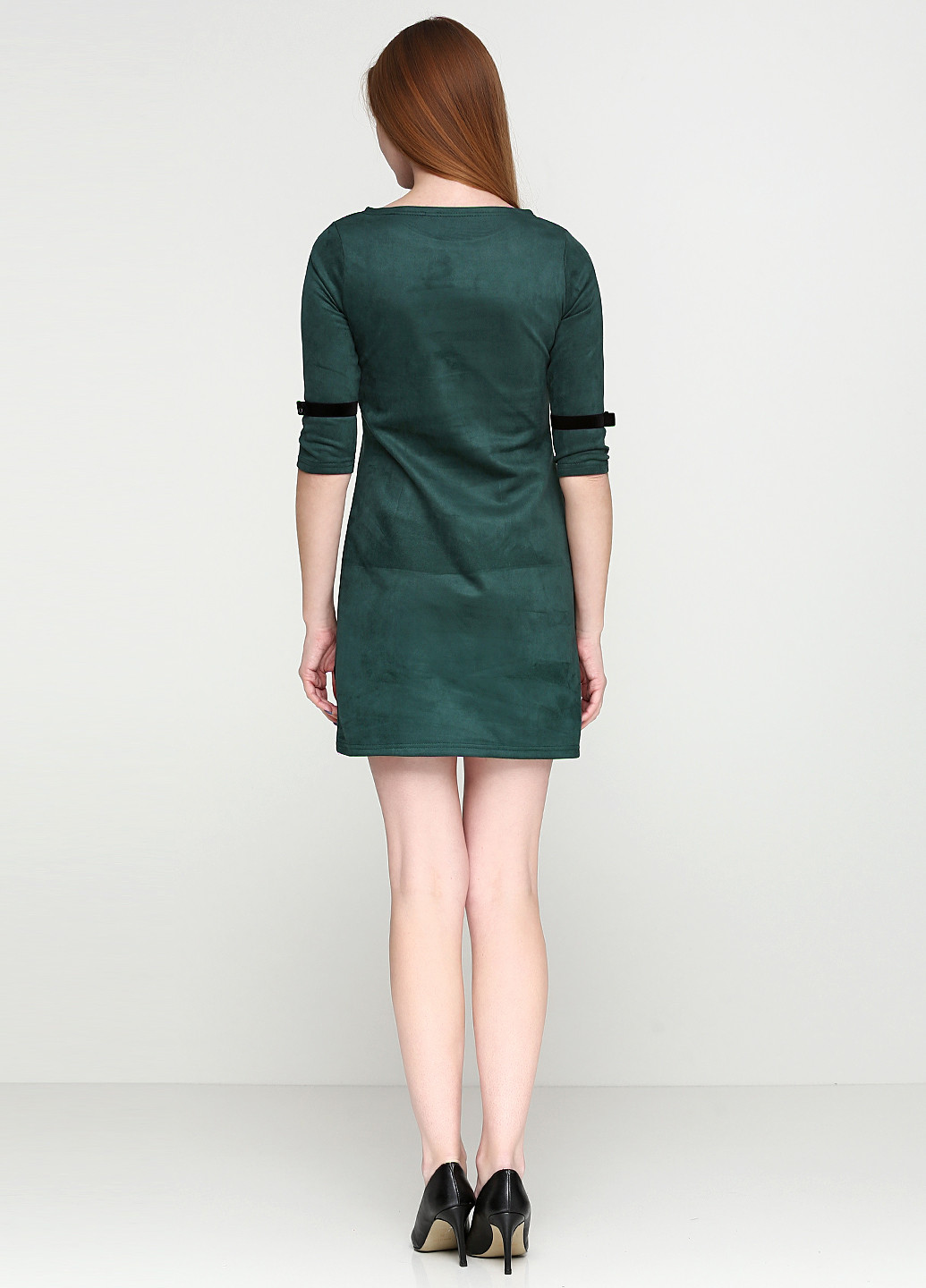 Бутылочное зеленое кэжуал платье Olsa однотонное