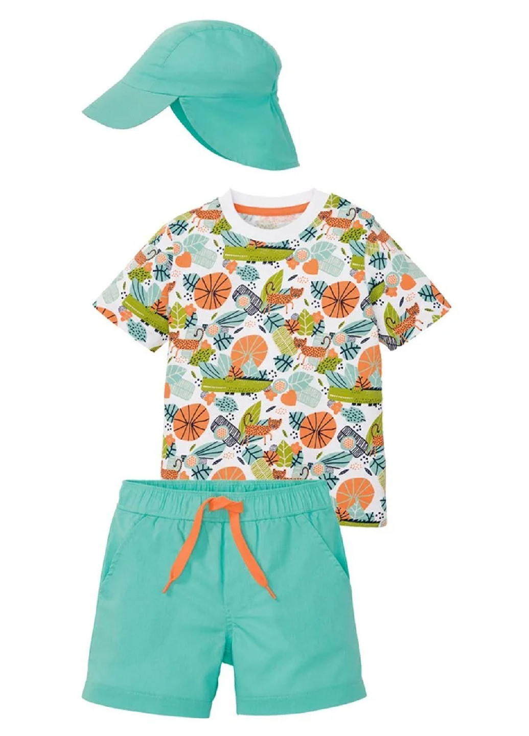 Комбінований літній костюм (футболка, шорти, кепка) Lupilu