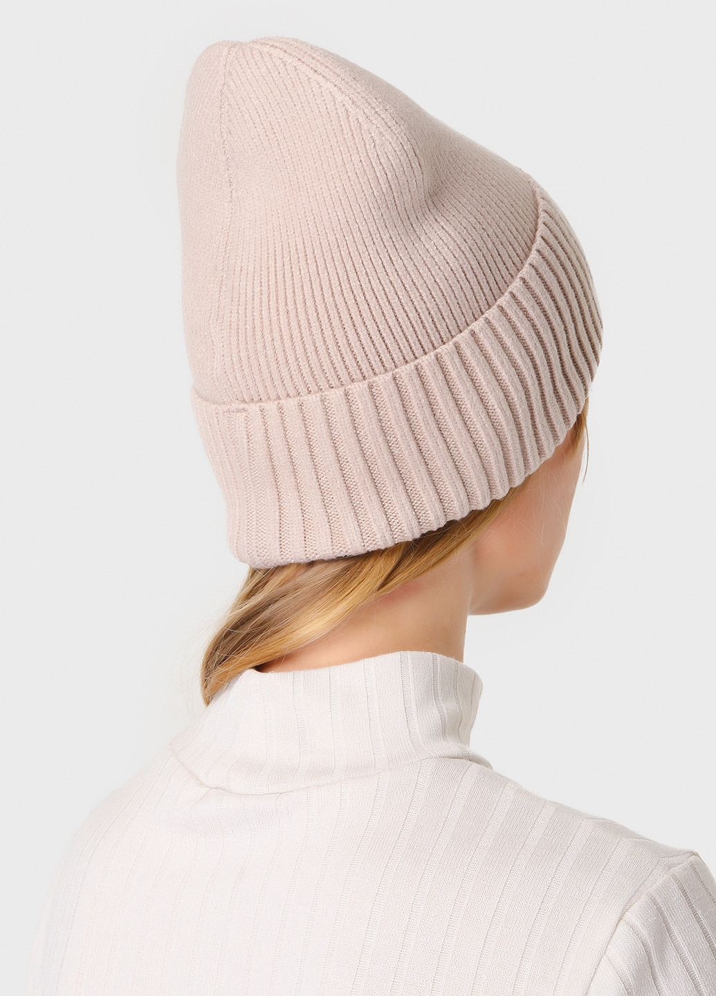 Теплая зимняя женская кашемировая шапка с отворотом без подкладки 500009 DeMari (244712862)