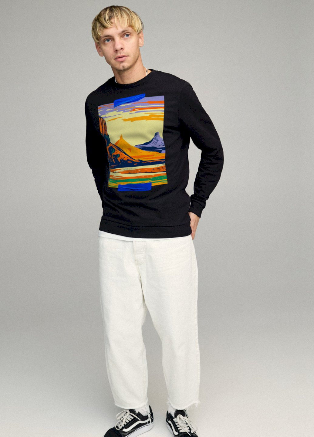 Черный свитшот мужской basic /no flis/ YAPPI рисунок (251424152)