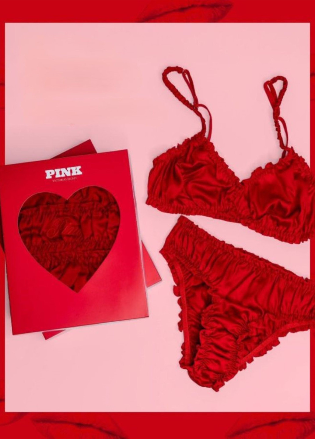 Красный демисезонный комплект (бюстгальтер, трусики) Victoria's Secret