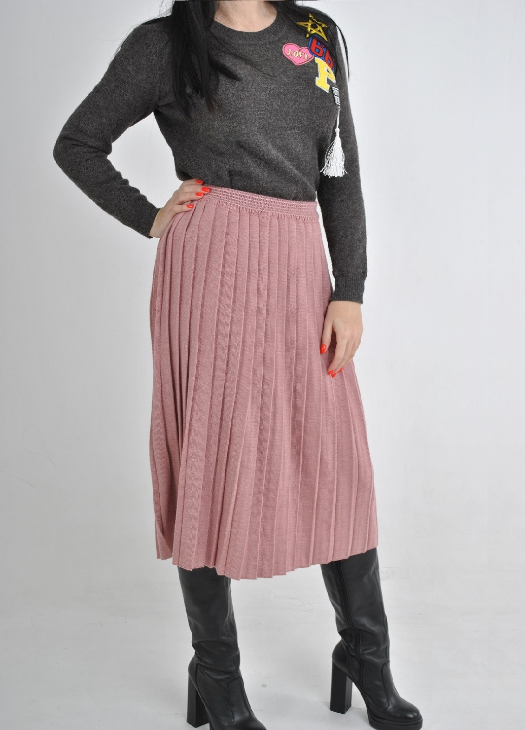 Розовая однотонная юбка Berta Lucci