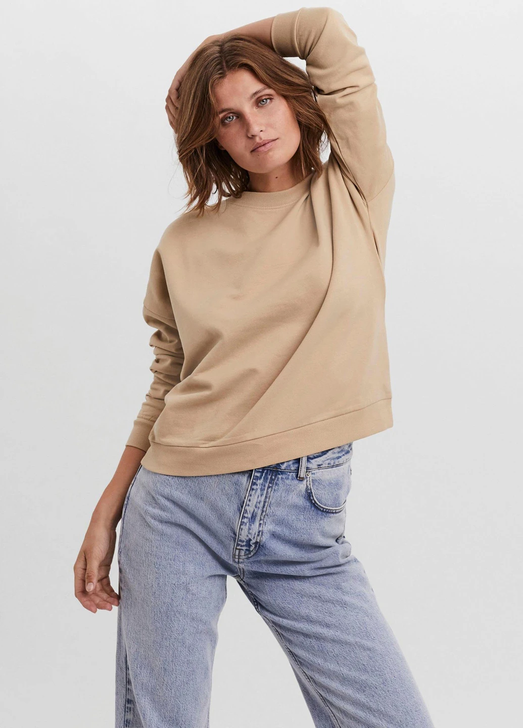 Бежевый свитшот Vero Moda однотонный (245183741)
