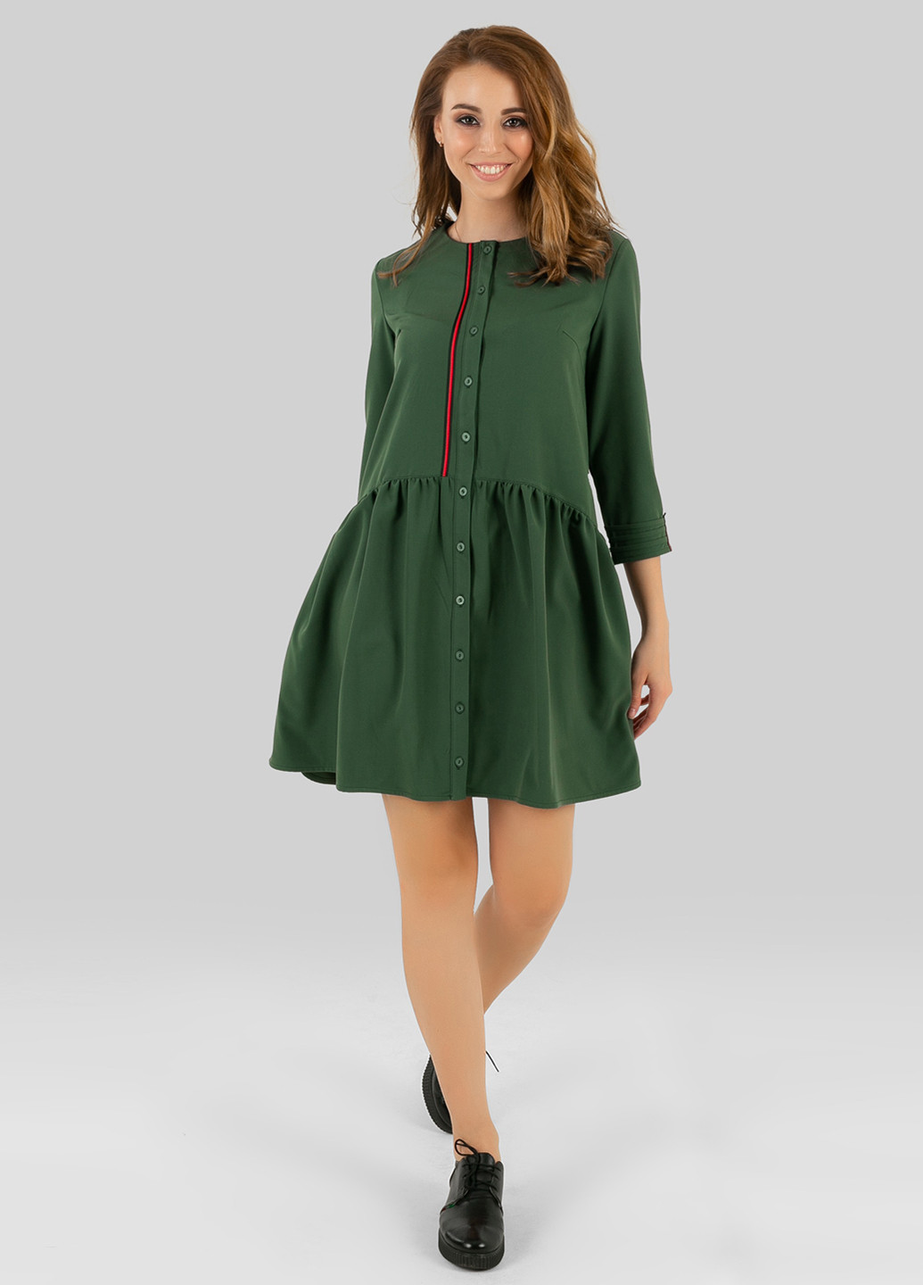 Оливковое (хаки) кэжуал платье Azuri однотонное