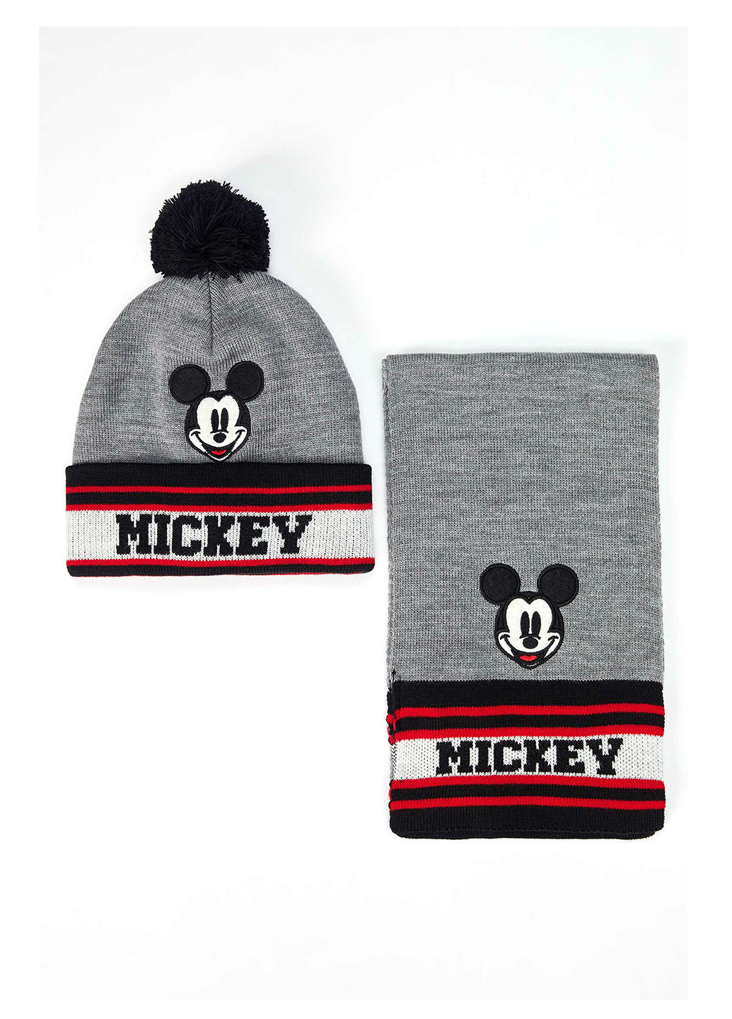 Комплект (шапка, шарф) Mickey & Minnie (Standard Characters) DeFacto Комплект(шапка,шарф) шапка + шарф сірі кежуали акрил