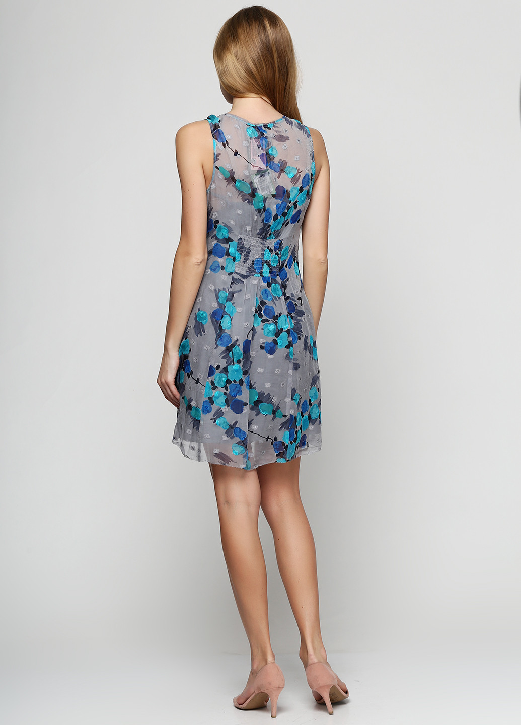 Серо-синее кэжуал платье Juicy Couture с цветочным принтом