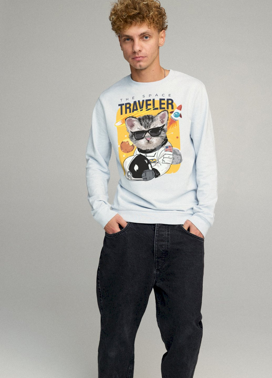 Светло-голубой свитшот мужской basic /no flis/ YAPPI (252259340)