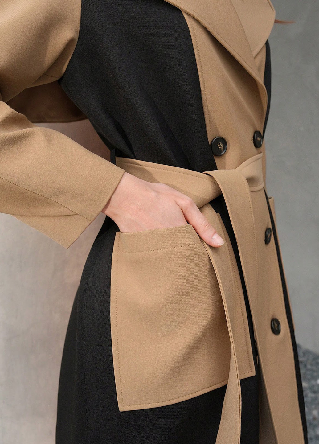 Комбіноване демісезонне Пальто двобортне SHEIN