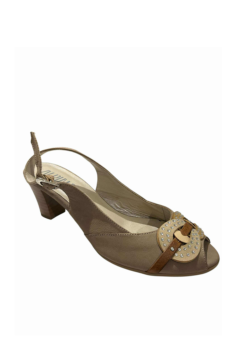 Темно-бежевые босоножки Alpina с ремешком со стразами