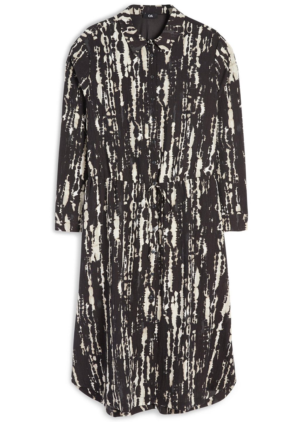 Чорна кежуал сукня кльош, сукня-сорочка C&A з абстрактним візерунком
