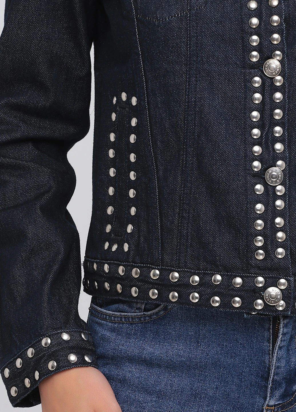Темно-синий женский джинсовый жакет Nyden by H&M однотонный - демисезонный