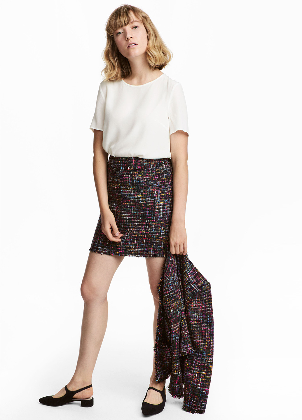 Разноцветная кэжуал с абстрактным узором юбка H&M карандаш