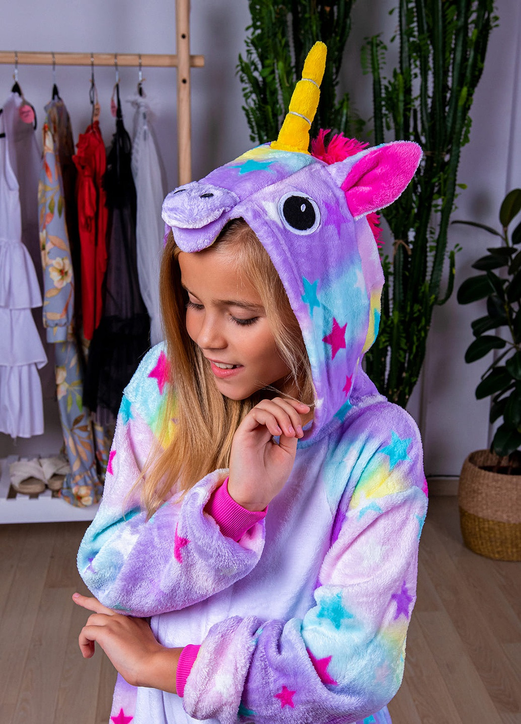 Комбинированная всесезон детская пижама кигуруми звездный единорог DobraMAMA